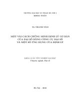 Một vài cách chứng minh định lý cơ bản của đại số bằng công cụ đại số và một số ứng dụng của định lý 