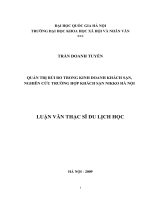 Quản trị rủi ro trong kinh doanh khách sạn, nghiên cứu trường hợp khách sạn nikko hà nội 