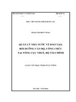 Quản lý nhà nước về đào tạo, bồi dưỡng cán bộ, công chức tại tổng cục thuế, bộ Tài chính