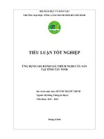 ỨNG DỤNG GIS ĐÁNH GIÁ THÍCH NGHI CÂY SẮN TẠI TỈNH TÂY NINH