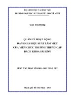 QUẢN lý HOẠT ĐỘNG ĐÁNH GIÁ HIỆU SUẤT làm VIỆC của VIÊN CHỨC TRƯỜNG TRUNG cấp BÁCH KHOA sài gòn