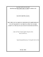 Việc tiếp cận các dịch vụ chăm sóc sức khỏe sinh sản của nữ mại dâm và vai trò của công tác xã hội (nghiên cứu trên địa bàn quận đồ sơn thành phố hải phòng) 