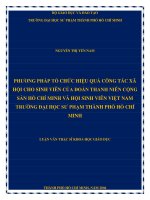 PHƯƠNG PHÁP TỔ CHỨC HIỆU QUẢ CÔNG TÁC XÃ HỘI CHO SINH VIÊN CỦA ĐOÀN THANH NIÊN CỘNG SẢN HỒ CHÍ MINH VÀ HỘI SINH VIÊN VIỆT NAM TRƯỜNG ĐẠI HỌC SƯ PHẠM THÀNH PHỐ HỒ CHÍ MINH
