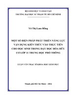 MỘT SỐ BIỆN PHÁP PHÁT TRIỂN NĂNG LỰC VẬN DỤNG KIẾN THỨC VÀO THỰC TIỄN CHO HỌC SINH TRONG DẠY HỌC HÓA HỮU CƠ LỚP 11 TRUNG HỌC PHỔ THÔNG