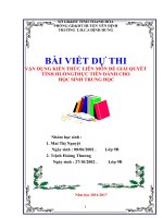 VẬN DỤNG KIẾN THỨC LIÊN MÔN ĐỂ GIẢI QUYẾT TÌNH HUỐNGTHỰC TIỄN : NGUYÊN NHÂN ,BIỆN PHÁP PHÒNG CHỐNG Ô NHIỄM MÔI TRƯỜNG NƯỚC.