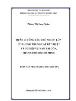 QUẢN LÍ CÔNG TÁC CHỦ NHIỆM LỚP Ở TRƯỜNG TRUNG CẤP KỸ THUẬT VÀ NGHIỆP VỤ NAM SÀI GÒN, THÀNH PHỐ HỒ CHÍ MINH