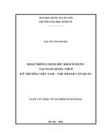 Hoạt động chăm sóc khách hàng tại ngân hàng TMCP kỹ thương việt nam   chi nhánh văn quán 