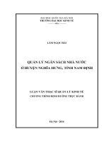Quản lý ngân sách nhà nước ở huyện nghĩa hưng, tỉnh nam định 