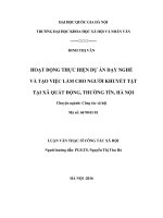 Hoạt động thực hiện dự án dạy nghề và tạo việc làm cho người khuyết tật tại xã quất động, thường tín, hà nội 