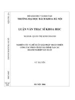 Nghiên cứu và đề xuất  giải pháp hoàn thiện công tác phân tích tài chính tại các doanh nghiệp sản xuất 