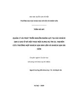 Quản lý và phát triển nguồn nhân lực tại các khach sạn 3 sao ở hà nội theo nội dung dự án EU  nghiên cứu trường hợp khách sạn kim liên và khách sạn sài gòn 