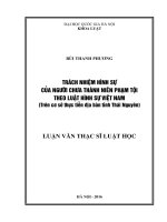 Trách nhiệm hình sự của người chưa thành niên phạm tội theo luật hình sự việt nam (trên cơ sở thực tiễn địa bàn tỉnh thái nguyên) 