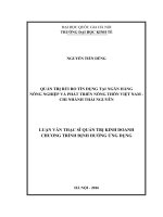 Quản trị rủi ro tín dụng tại ngân hàng nông nghiệp và phát triển nông thôn việt nam – CN thái nguyên 