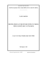 Phương pháp lan truyền độ tương tự trong phân cụm dữ liệu và ứng dụng (LV thạc sĩ)