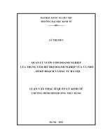 Quản lý vườn ươm doanh nghiệp của trung tâm hỗ trợ doanh nghiệp vừa và nhỏ – sở kế hoạch và đầu tư hà nội 