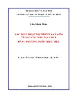 XÁC ĐỊNH HOẠT ĐỘ PHÓNG XẠ Ra-226 TRONG CÁC MẪU ĐỊA CHẤT BẰNG PHƯƠNG PHÁP TRỰC TIẾP