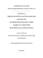 Chính sách chuyển giao công nghệ xanh cho nông dân để chế biến phụ phẩm nông nghiệp (nghiên cứu trường hợp huyện bình giang, tỉnh hải dương) 