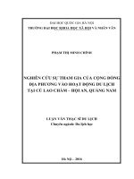 Nghiên cứu sự tham gia của cộng đồng địa phương vào hoạt động du lịch tại cù lao chàm hội an, quảng nam 