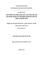 Hoạt động thực hiện chính sách tạo dựng việc làm cho người khuyết tật trong độ tuổi lao động  (nghiên cứu trường hợp xã liên châu thanh oai hà nội) 
