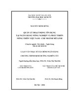 Quản lý hoạt động tín dụng tại ngân hàng nông nghiệp và phát triển nông thôn việt nam – chi nhánh mê linh 