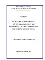 SỬ DỤNG BÀI TẬP THEO HƯỚNG  TIẾP CẬN PISA TRONG DẠY HỌC PHẦN HỢP CHẤT HỮU CƠ CÓ NHÓM CHỨC LỚP 11 TRUNG HỌC PHỔ THÔNG