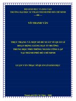 THỰC TRẠNG VÀ MỘT SỐ ĐỀ XUẤT VỀ QUẢN LÍ HOẠT ĐỘNG GIẢNG DẠY Ở TRƯỜNG TRUNG HỌC PHỔ THÔNG NGOÀI CÔNG LẬP TẠI THÀNH PHỐ HỒ CHÍ MINH