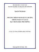 PHƯƠNG TRÌNH THAM SỐ CỦA ĐƯỜNG TRONG TOÁN VÀ VẬT LÍ BẬC TRUNG HỌC PHỔ THÔNG