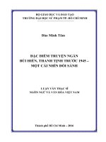 ĐẶC ĐIỂM TRUYỆN NGẮN BÙI HIỂN, THANH TỊNH TRƯỚC 1945 – MỘT CÁI NHÌN ĐỐI SÁNH