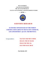 Economic efficiencies of the forest certification groups in trung son commune, gio linh district, quang tri province 