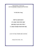 NHỮNG KHÓ KHĂN CỦA HỌC SINH TIỂU HỌC KHI HỌC DẠNG BÀI TÌM X VÀ MỘT SỐ BIỆN PHÁP HỖ TRỢ