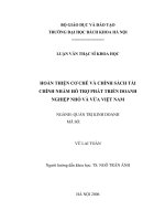 hoàn thiện cơ chế và chính sách tài chính nhằm hỗ trợ phát triển doanh nghiệp nhỏ và vừa việt nam 