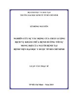Nghiên cứu sự tác động của chất lượng dịch vụ khám chữa bệnh hướng tới sự mong đợi của người bệnh tại bệnh viện đại học y dược thành phố hồ chí minh 