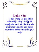Thực trạng và giải pháp hoàn thiện công tác lập kế hoạch sản xuất và tiêu thụ sản phẩm tại Công ty xây dựng cấp thoát nước và hạ tầng kỹ thuật