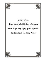 Thực trạng và giải pháp góp phần hoàn thiện hoạt động quản trị nhân lực tại khách sạn Sông Nhuệ