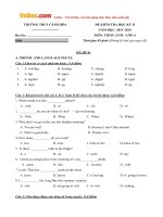 Đề thi học kỳ 2 môn Tiếng Anh lớp 6 trường THCS Cảnh Hóa, Quảng Bình năm học 2015  2016 