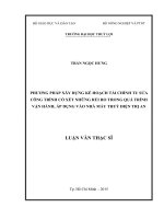 phương pháp xây dựng kế hoạch tài chính tu sửa công trình có xét những rủi ro trong quá trình vận hành, áp dụng vào nhà máy thuỷ điện trị an 