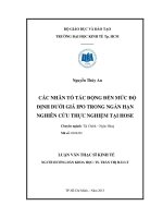 Các nhân tố tác động đến mức độ định dưới giá IPO trong ngắn hạn nghiên cứu thực nghiệm tại hose 