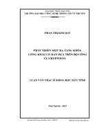 Phát triển một hạ tầng khóa công khai cơ bản dựa trên bộ công cụ Cryptosys (LV thạc sĩ)