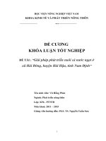 Giải pháp phát triển nuôi cá nước ngọt ở xã hải đông, huyện hải hậu, tỉnh nam định