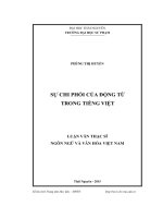 Sự chi phối của động từ trong tiếng Việt (LV thạc sĩ)