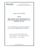 Thực trạng về mức độ hài lòng của khách hàng khi sử dụng Dịch vụ tại Resort Sao Việt