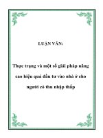 Thực trạng và một số giải pháp nâng cao hiệu quả đầu tư vào nhà ở cho người có thu nhập thấp
