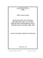 Đánh giá công tác giao đất, cho thuê đất cho các tổ chức trên địa bàn thành phố Hà Giang, tỉnh Hà Giang giai đoạn 2009  2013 (LV thạc sĩ)