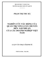 Nghiên cứu tác động của quản trị vốn luân chuyển đến lợi nhuận của các doanh nghiệp việt nam 