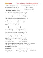 Đề thi học kì 1 môn Toán lớp 7 trường THCS Lê Hồng Phong, Đăk Lăk năm học 2016  2017 