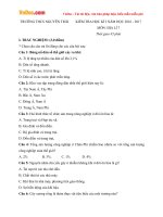 Đề thi học kì 1 môn Địa lý lớp 7 trường THCS Nguyễn Trãi, Hà Tĩnh năm học 2016  2017 