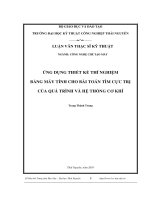Ứng dụng thiết kế thí nghiệm bằng máy tính cho bài toán tìm cực trị của quá trình và hệ thống cơ khí