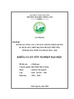 Đánh giá công tác cấp giấy chứng nhận quyền sử dụng đất trên địa bàn huyện tiên yên   tỉnh quảng ninh, giai đoạn 2013   2015 