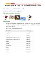 Giải bài tập SGK Tiếng Anh lớp 7 Unit 13 ACTIVITIES 