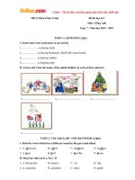 Đề thi học kì 1 môn Tiếng Anh lớp 7 trường THCS Phan Châu Trinh năm 2015  2016 